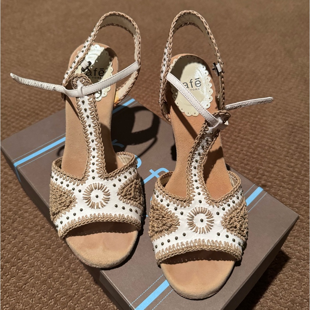 Rafe Crocheted Leather Wedges